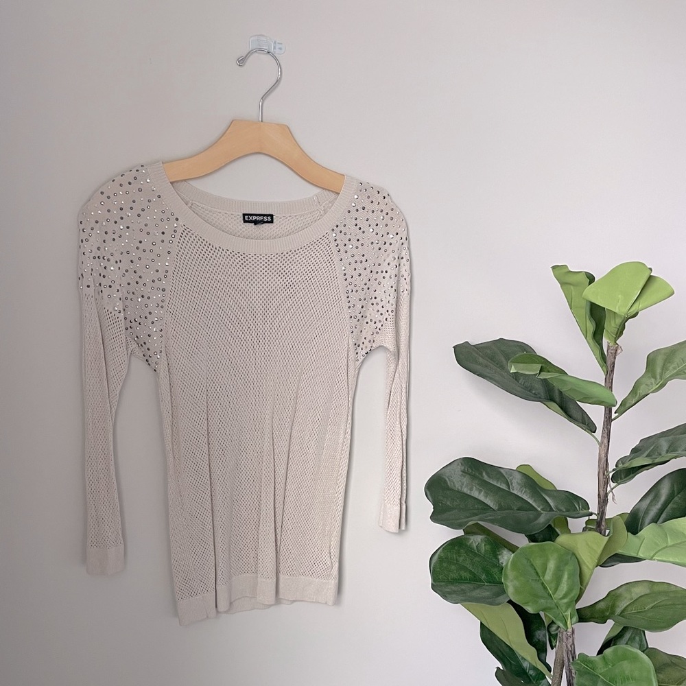 Express Studded Shoulder Sweater